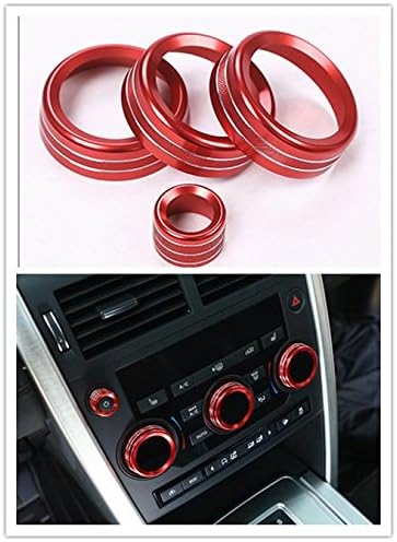 Niceautoitem 4PCS Air conditioning Sound control Button knob decorative trim cover sticker interior Accessories for Land Rover Discovery Sport 2015 2016 2017 (Red)