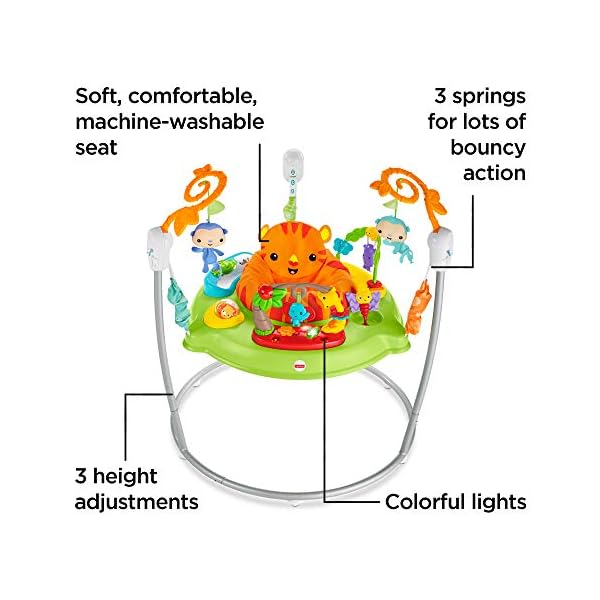 Fisher-Price-CHM91-Roaring-Rainforest-Jumperoo-New-Born-Baby-Activity-Centre-with-Music-and-Lights Fisher-Price Roarin' Rainforest Jumperoo - Infant Activity Center with Music, Lights & Sounds - 360° Play - Colourful…