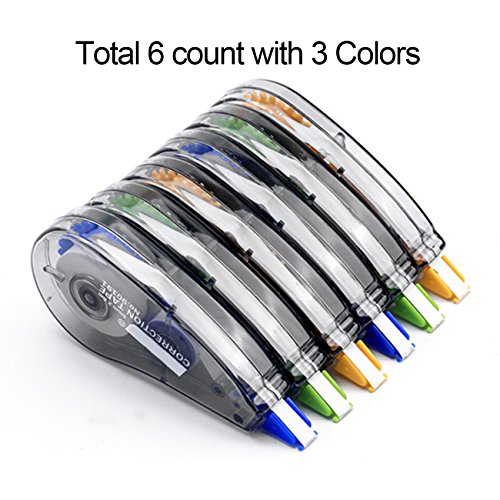 Magicdo Correction Tape Visible White Out Tape Dispenser with Cap Tear Resistant Correction Set for Office and School, 6 Pack- 2358 Inches Total