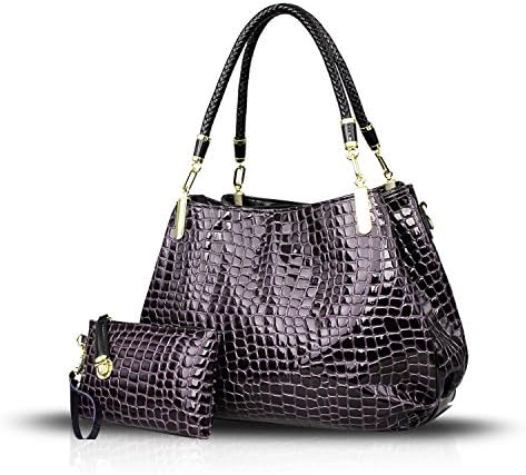Sunas New crocodiles pattern women handbags fashion shoulder Messenger bag Two pieces sethandbag + wallet?Brown?