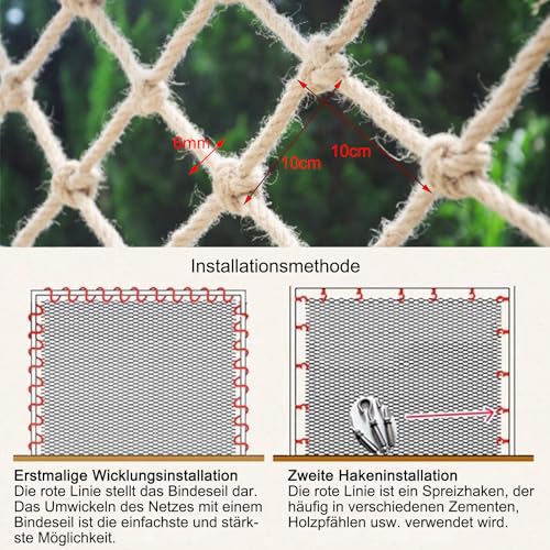 SSWZHANG Indoor Hemp Protection Net Hemp Rope Net for Climbing House on the Tree Protection Net for Balcony Stairs Railing (Size: 1 x 10 m (3 x 33 ft))