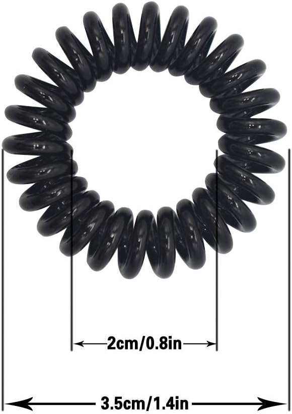 Hair Loops 6Pcs Black Brown Clear Spiral Hair Ties No Crease Elastic Ponytail Holders Phone Cord Traceless Hair Bobble Ring Rubber Bands Suitable for All Hair Types By Majestik+ - Image 4