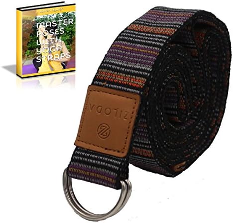Ziloda Unique 8ft D-Ring Buckle Yoga Strap - Super Strong - for Stretching & Flexibility - Especially Suitable for Yoga/Pilates Beginners - Best Gift for Yogi - Free Ebook