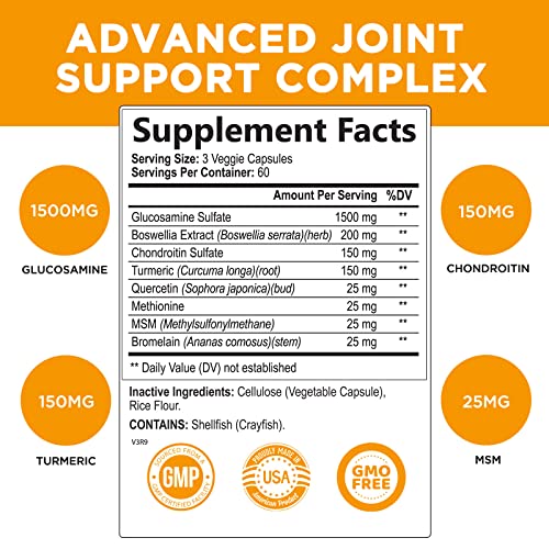 Glucosamine Chondroitin with Turmeric MSM Boswellia Triple Strength
