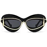 laureles Fashion Lips Cat Eye Sunglasses for Women Vintage Y2K Sun Glasses Ladies Gradient Black Shades UV400