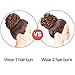 AISI QUEENS 100% Human Hair Bun Extensions 2PCS Curly Wavy Messy Bun Hair Extension Scrunchies Elegant Chignons Wedding Hair Piece for Women and Kids(Color:8# Linen Yellow Brown)