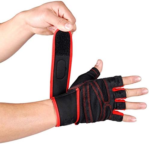 KANSA Sports Men Climbing Army Fitness Sports Half Palm, Outdoor Semi-finger antiskip Bike Motorcycle Mountaineering Luvas Gloves Mittens (Red)