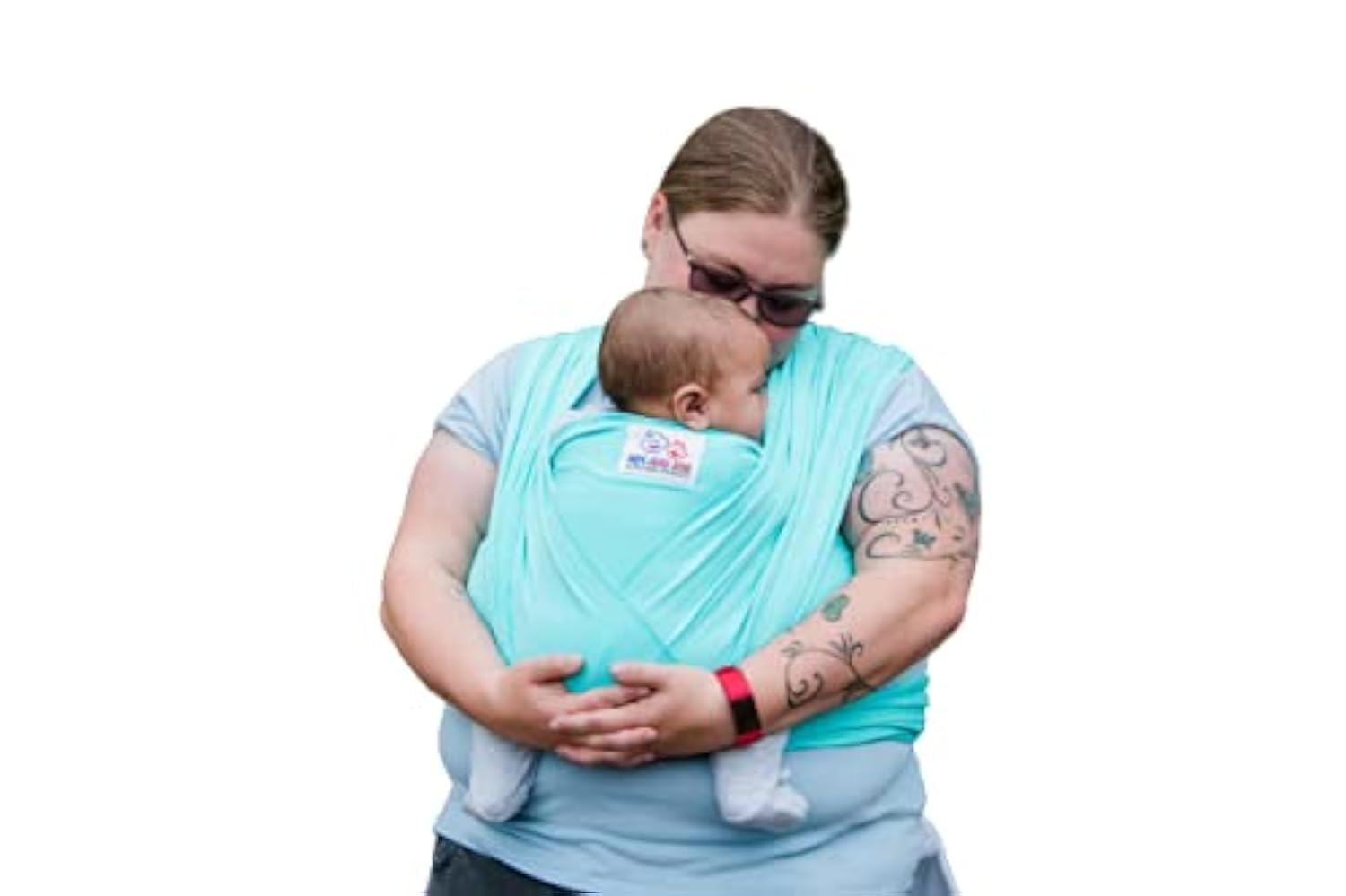 Baby Wrap Sling Organic Stretchy Premium Carrier | UK/EU Safety Tested | Made in the UK by Joy and Joe ® | Suitable from Birth to 16Kg | with Hat, Bag and Full Colour Instruction Booklet (Teal)