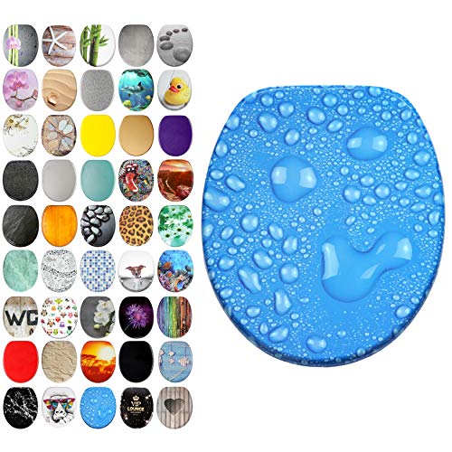 WC-Sitz Wassertropfen blau mit Regentropfen design
