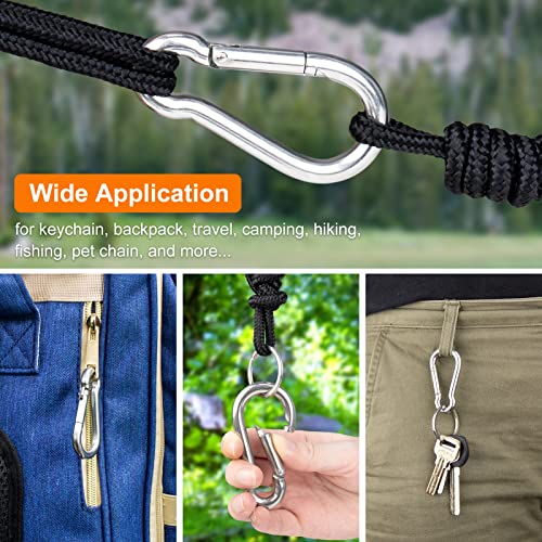 CarabinerHeavyDuty, 6 Pack 2.5” Small CarabinerClips with Strong SpringStainless Steel Snap