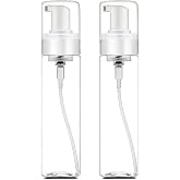 judero Foam Pump Bottle 7oz/ 200ml, 2Pcs Large Foaming Soap Dispenser for Travel Clear Refillable Foaming Spray Bottle for Bathroom, Hand Soap, Shampoo, Face Wash, Leak-Proof Foam Dispenser