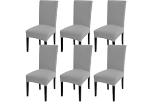 Fuloon 6 Pack Super Fit Stretch Removable Washable Short Dining Chair Protector Cover Seat Slipcover for Hotel, Dining Room, Ceremony, Banquet Wedding Party