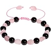 Wizock Rose Quartz/Obsidian Beaded Bracelets Love Charms Spiritual Crystals Bracelets for Women Protection Wealth Good Luck Jewelry Friendship Bracelets
