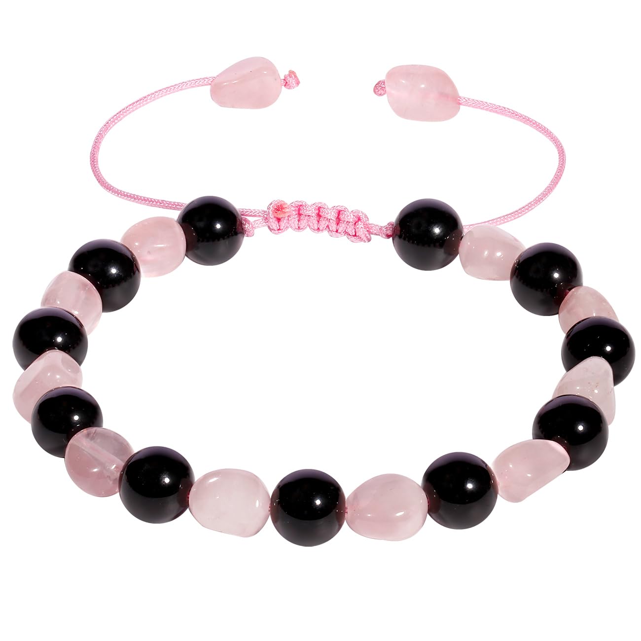 Wizock Real Rose Quartz/Obsidian Beaded Bracelets Love Charms Spiritual Crystals Bracelets for Women Protection Wealth Good Luck Jewelry Friendship Bracelets