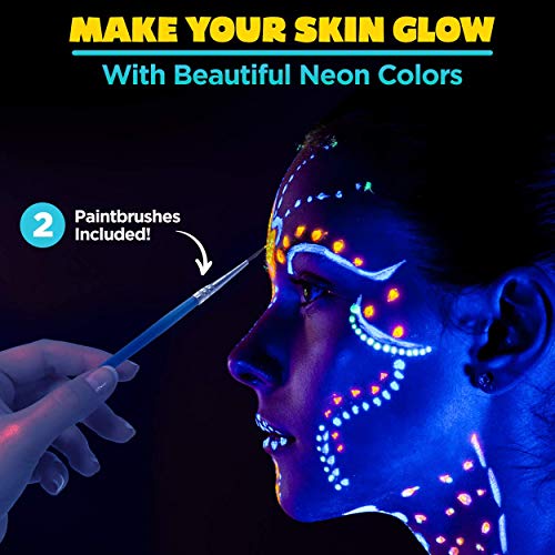 UV Face & Body Paint Set By Blue Squid, 8 Liquid UV Body Paints (8 X