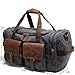 Kemy's Canvas Duffle Bag Oversized Genuine Leather Weekend Bags for Men and Women（Without Shoe Compartment）