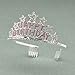 SWEETV Happy Birthday Tiara Crown for Girls & Women, Rhinestone Bday Crown with Comb, Crystal Birthday Party Hat Gift Princess Headpieces, Pink