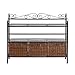 SEI Furniture Celtic Wrought Iron Storage Shelf with 3 Rattan Baskets, Gunmetal Gray