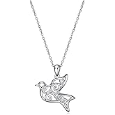 POPLYKE Sterling Silver Bird Necklace for Women Dove Hummingbird Cardinal Phoenix Raven Pendant Jewelry Gift for Women