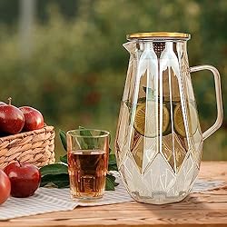 Glass Pitcher,60 oz/1.8 Liter Water Pitcher With