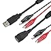 DROK 18 AWG USB to Alligator Clips with Wires - USB Male to Female Ports Test Leads with Alligator Clips Electrical Testing 13.35 inches 3-5A