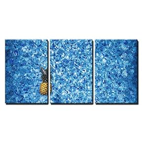Pineapple Floating on The Pool with Blue Mosaic...