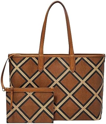 Amazon.com: Fossil Women's Kier Vegan Leather Tote Bag Purse Handbag,  Black/Bone Signature Print (Model: ZB1701104) : Clothing, Shoes & Jewelry