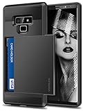 Vofolen Galaxy Note 9 Case Sliding Cover Note 9 Wallet Case Credit Card Holder ID Slot Heavy Duty Protection Dual Layer Protective Hard Shell Hybrid Bumper Armor for Samsung Galaxy Note 9 (Black)
