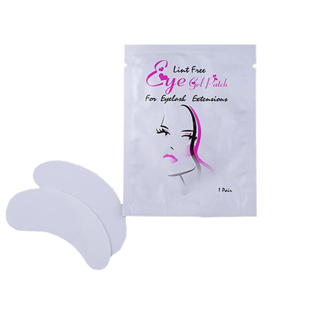 Pevor Lint Free Lash Extension Eye Gel Patches, Under Eye Pads for Eyelash Extension Eye Mask, 100 Pairs (Silver Girl Grid)
