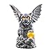 Collections Etc Outdoor Decorations Mythical Gargoyle Statue with Solar Powered Outdoor Lights, Garden, Yard, Porch, Patio, Lawn, Stone Gray Color