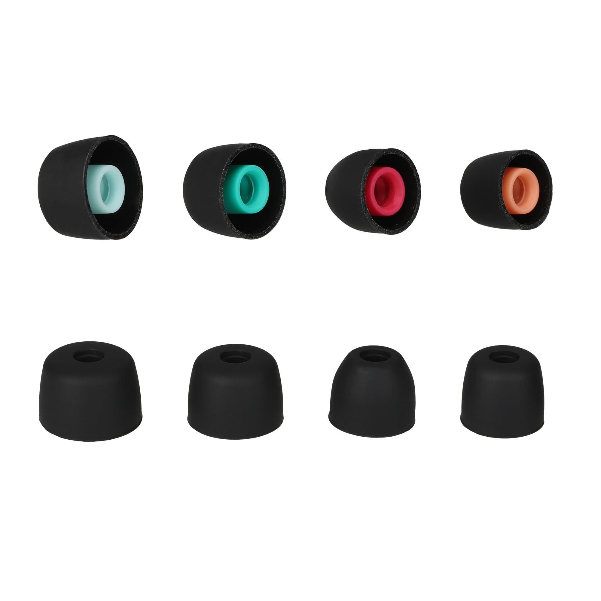 kwmobile 8 Silicone Ear Tips for In Ear Headphones - Replacement 4mm-5.5mm Earphone Earbuds - Inner Eartips XS/S/M/L Set - Black