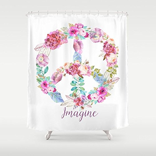Amazon Com Imagine Peace Sign Fabric Shower Curtain Handmade