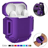 GOGOSODU Compatible AirPods Charging Case Protective Shock Resistant Silicone Cover Sports Design with Hard Sleeve and Keychain Compatible Apple Airpods(Plum)