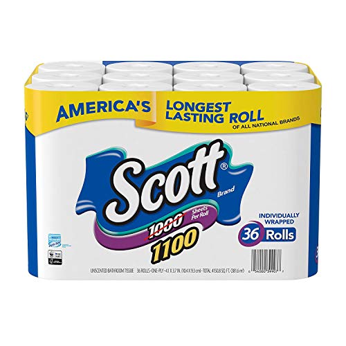 Scott 1100 Unscented Bath Tissue Bonus Pack, 1-ply (36 Rolls)