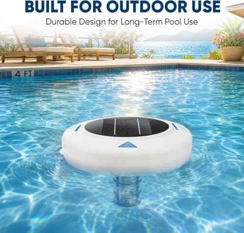 Upgraded Solar Pool Ionizer for Above Ground & Inground Pools Up to 45,000 Gallons – Easy Pool Maintenance with Oversized Solar Panel & Thick Copper Anode