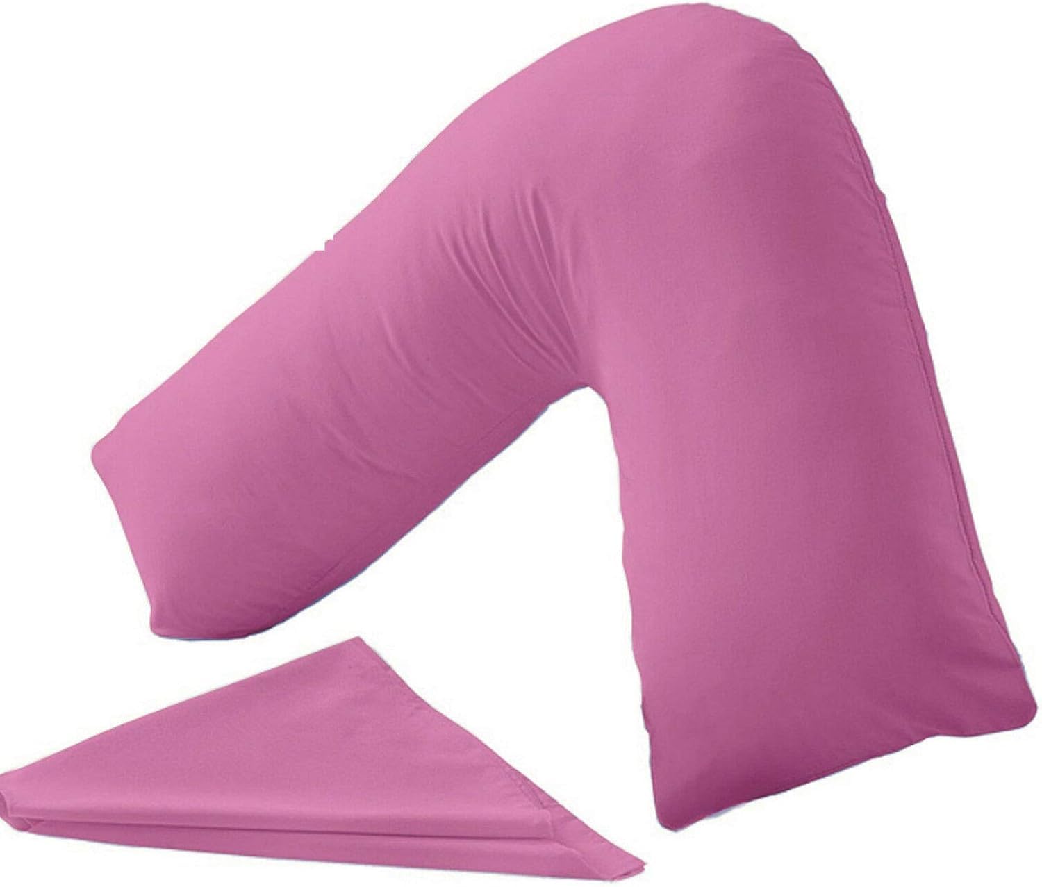 NURBAY V Shaped Pillowcase cover 100% Polycotton V pillowcase cover - Neck & Back Support Orthopaedic Pregnancy Nursing V shape Pillowcase cover only | Envelope Closure (Fuchsia)