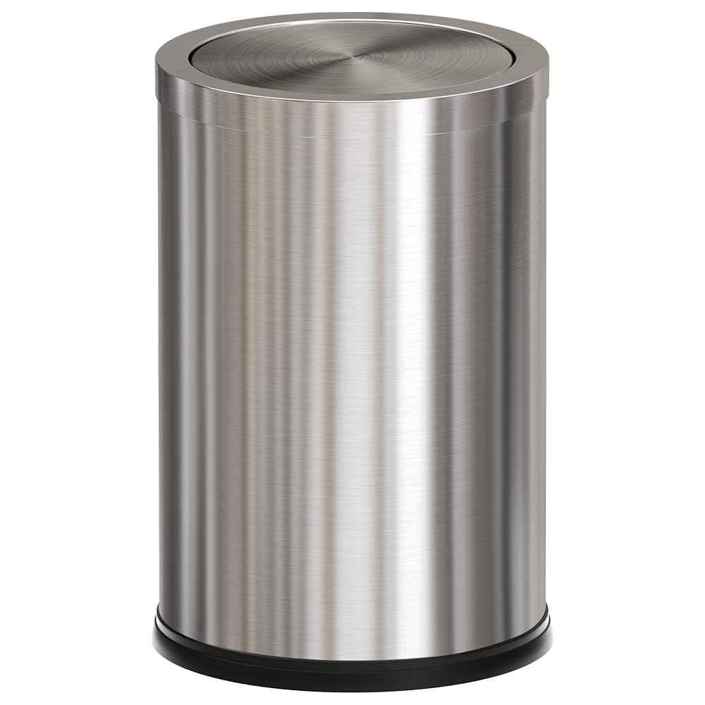 Photo 1 of LEASYLIFE Brushed Nickel Bathroom Trash Can,Stainless Steel Garbage Can with Fild Lid,Small Trash Can for Bedroom,Hotel,Office,Laundry(Sliver)
