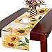 InterestPrint Sunflowers Cotton Table Runner Placemat 16 x 72 inch, Sunny Floral Table Linen Cloth for Office Kitchen Dining Wedding Party Home Decor