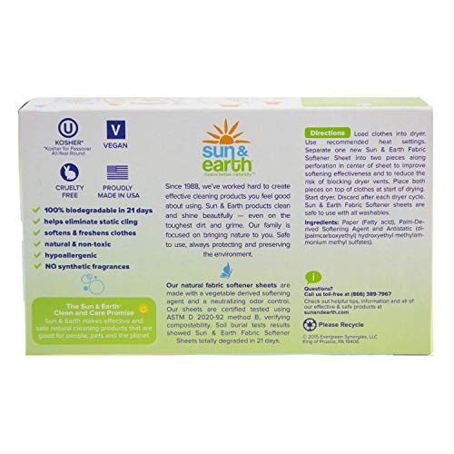 Sun & Earth Natural Fabric Softener sheets, Unscented 80 ct. - Thumbnail 3