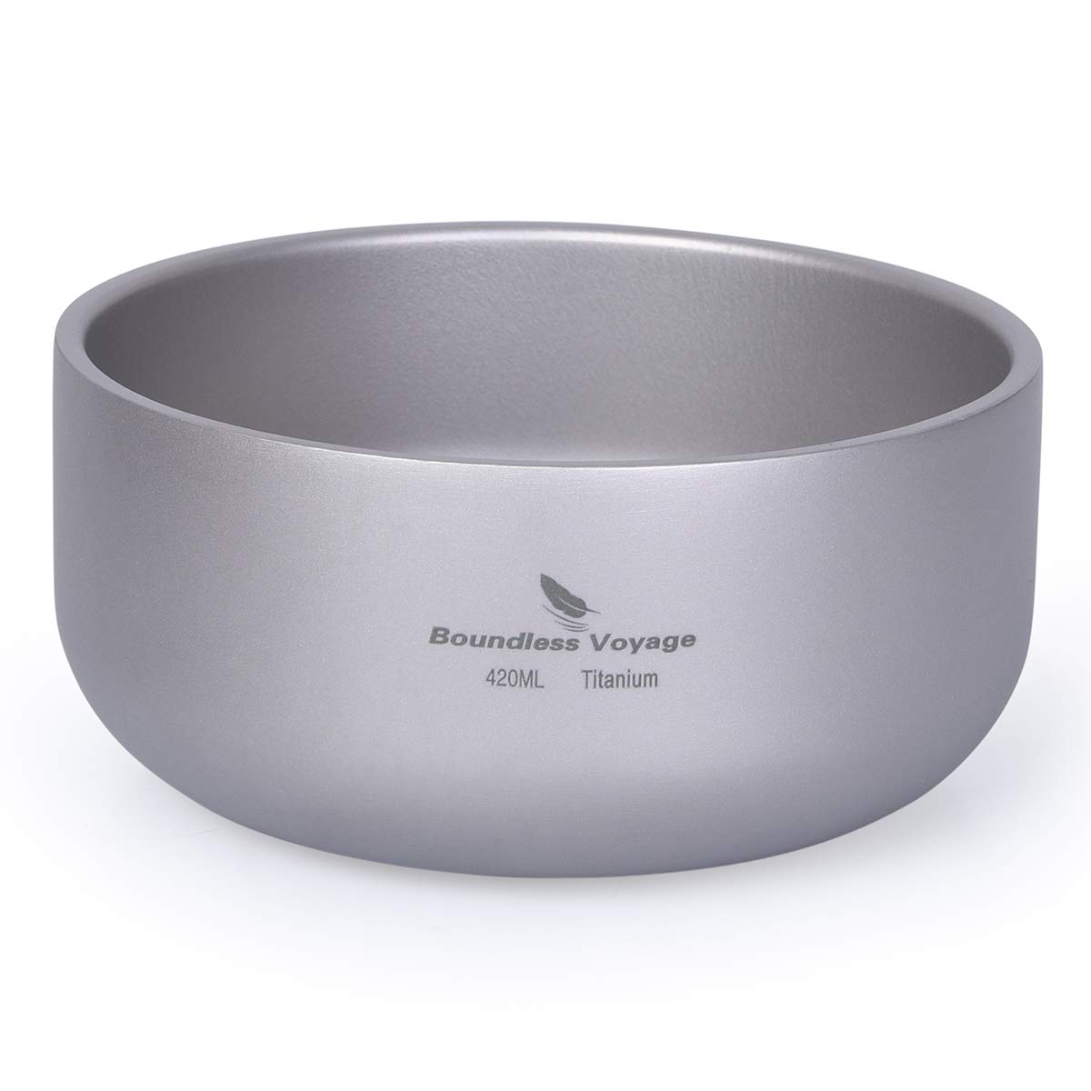 Boundless Voyage Titanium Double-Wall Bowl, 420ml, Modern Style, Round, Lightweight, Anti-Scalding, Suitable for Adults and Children, Outdoor and Daily Use