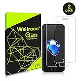Glass Screen Protector for iPhone 7, Wsiiroon Tempered Glass Screen Protector Film for iPhone 7, Bubble Free, Anti-Oil and Fingerprint, 9H Hardness, HD Ultra Clear (2 PACK)