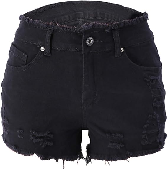 black ripped jean shorts