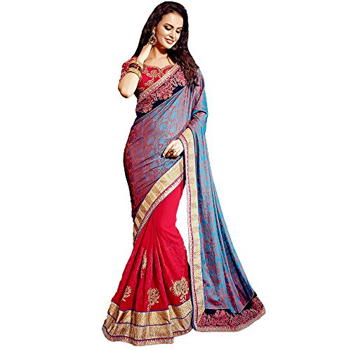 Shree Designer Sarees Women's Demure Red Silk Georgette Designer Saree