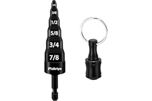 PIOKRTYE 6 in 1 HVAC Repair Tool with Bit Holder, Boring Drill Bits, Swage Tube Expander Air Conditioner Copper Pipe Flaring Tool Bit with 1/4, 3/8, 1/2, 5/8, 3/4 and 7/8 Bits