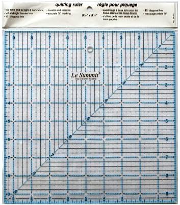 Le Summit Patchwork & Quilting Ruler With Grid 9.5 Inch X 9.5 Inch (Same Size As Omnigrid)