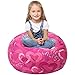5 STARS UNITED Stuffed Animal Storage Bean Bag – Toy Storage Organizer and Bean Bag Chair for Kids Holds up to 90+ Plush Toys – Cotton Canvas Bags Cover for Boys and Girls Ages 4-11, Pink Princess