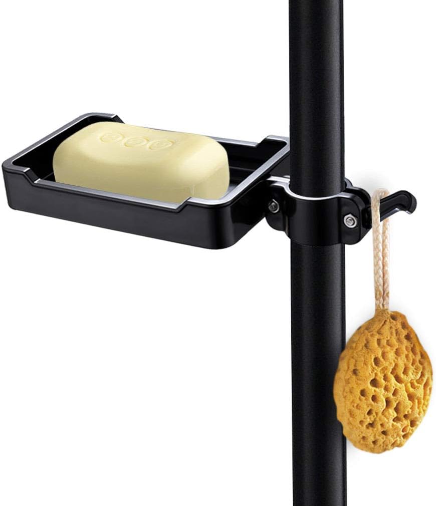 Shower Soap Dish Holder Black,No Drilling,Clip on 19 mm25 mm Shower