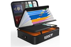 Noiposi Document Organizer with 5200℉ Heat Insulated,15.0"x11.0"x4.3" Water Resistant and Fireproof Document Box,Portable Home Travel Safe Storage Box for Important Documents,File