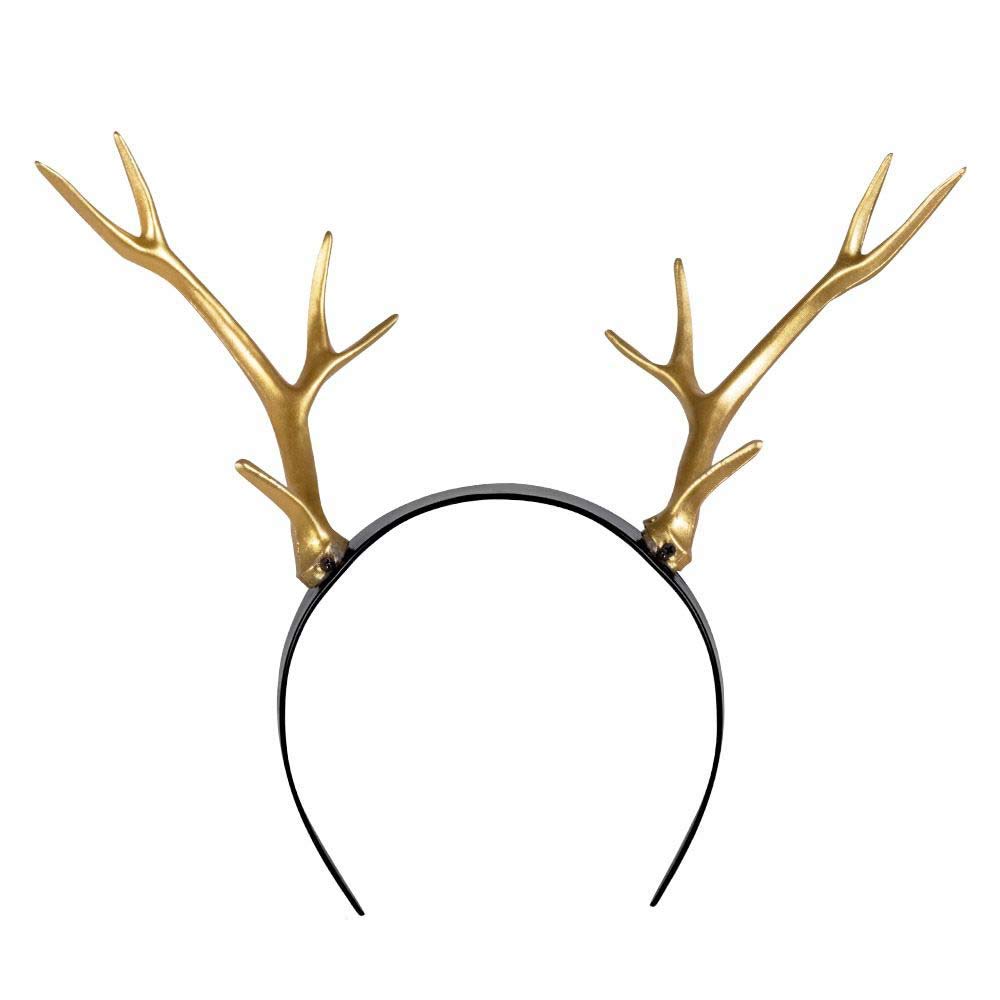 Boland 50025 – Tiara antlers, headband, black and gold, for adults, made of plastic, reindeer, deer, carnival, carnival, Halloween, theme party