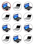 Twelve 2" Computer Laptop Edible Image Birthday Cup